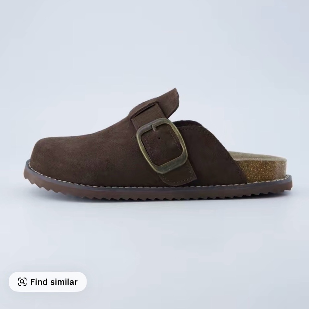 Classic Women's Brown Suede Mule with Buckle